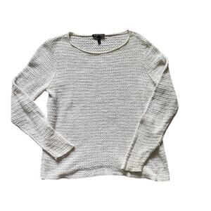 Eileen Fisher Linen Open Box Knit White/beige Sweater Size Small Beach Resort